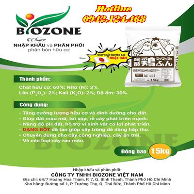 Phân gà hữu cơ Nhật Bản bột 15kg